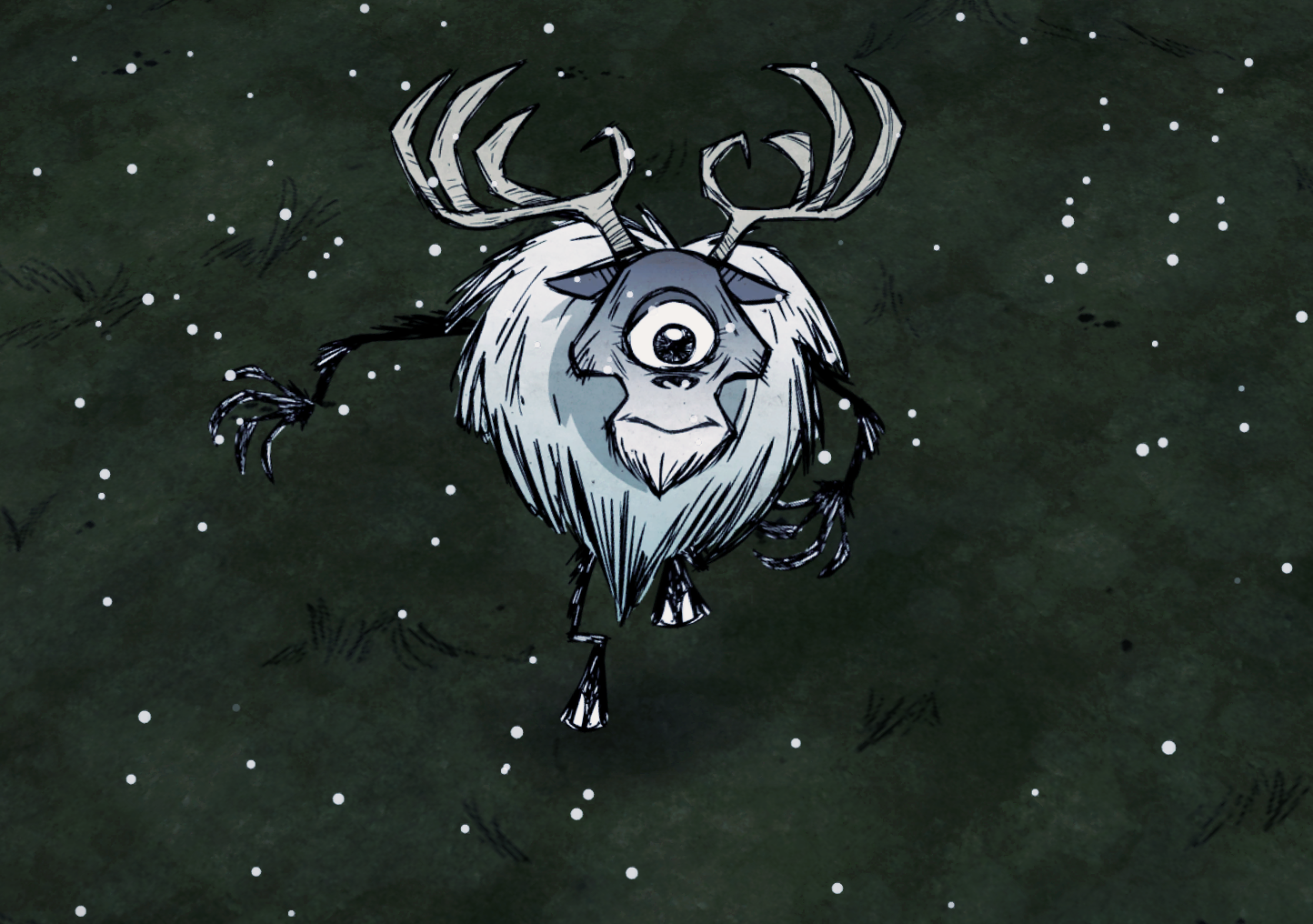 The Deerclops in its calm state after destroying structures in Don't Starve Together